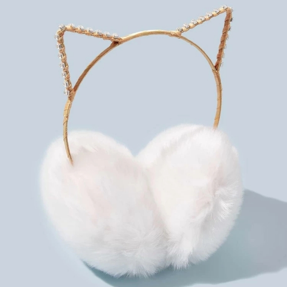 Ear Warmers# Cute Cat Ear 😺Rhinestones Ear Muffs - Picture 1 of 9